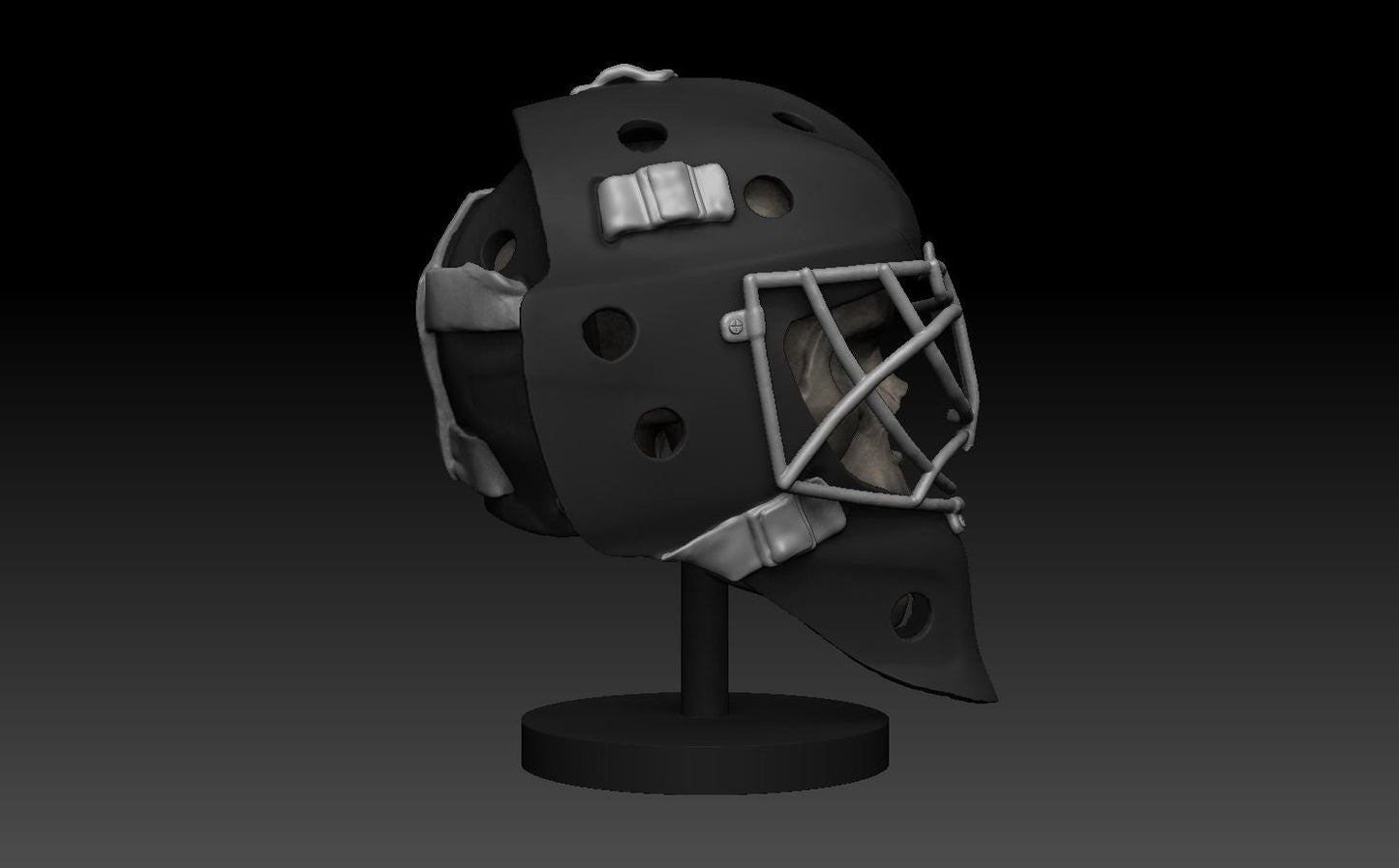 Skull head broken hockey goalie mask 3D printed