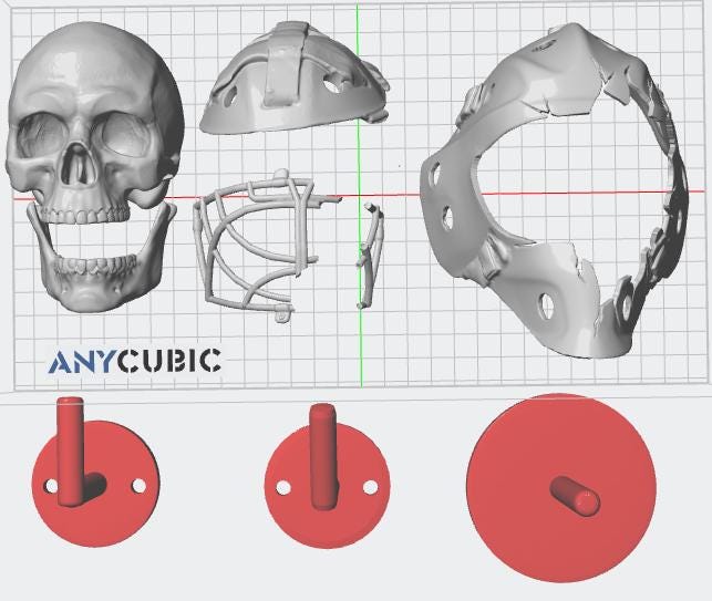 Skull head broken hockey goalie mask 3D printed