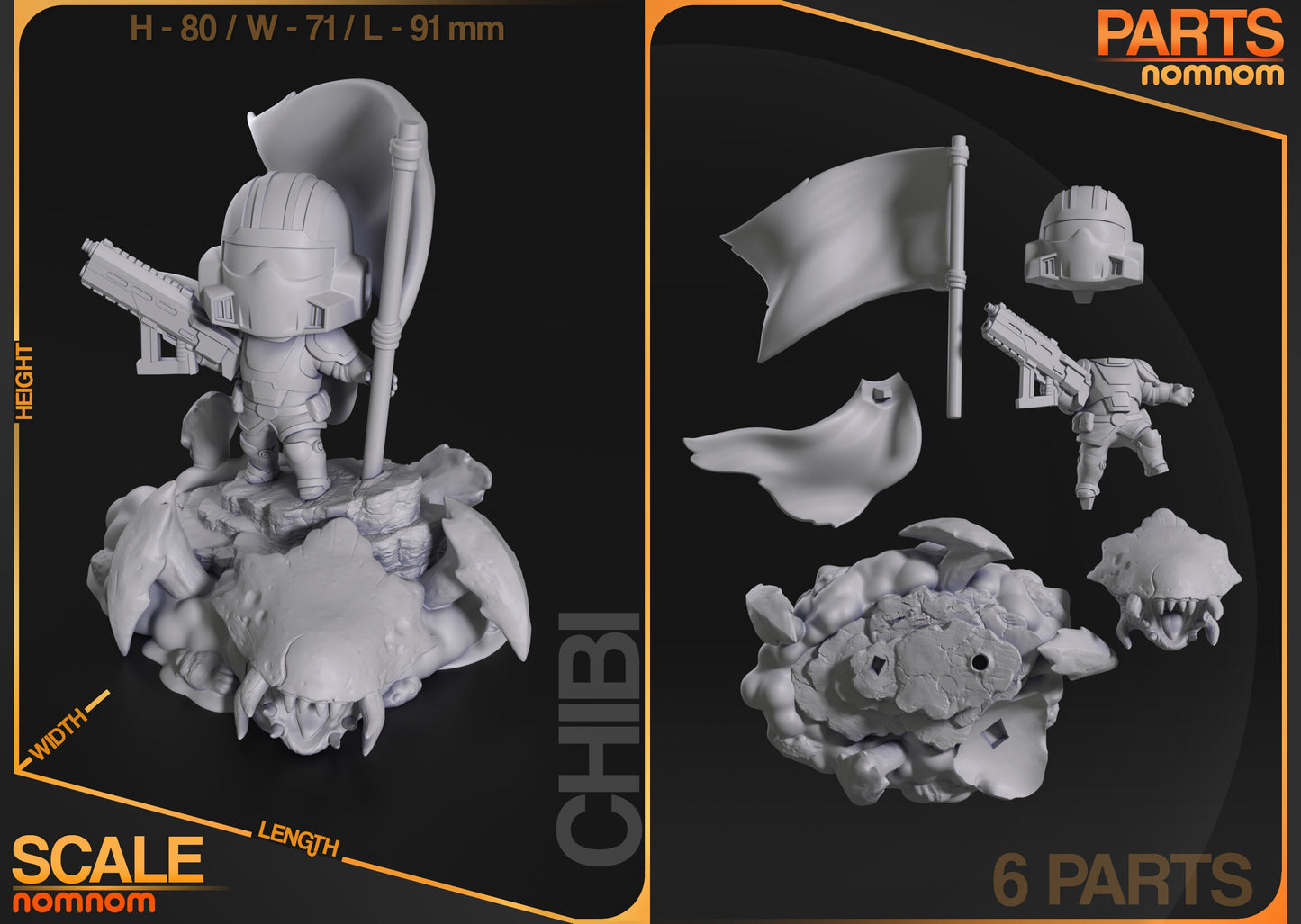 Helldivers Chibi NomNom Figure resin printed